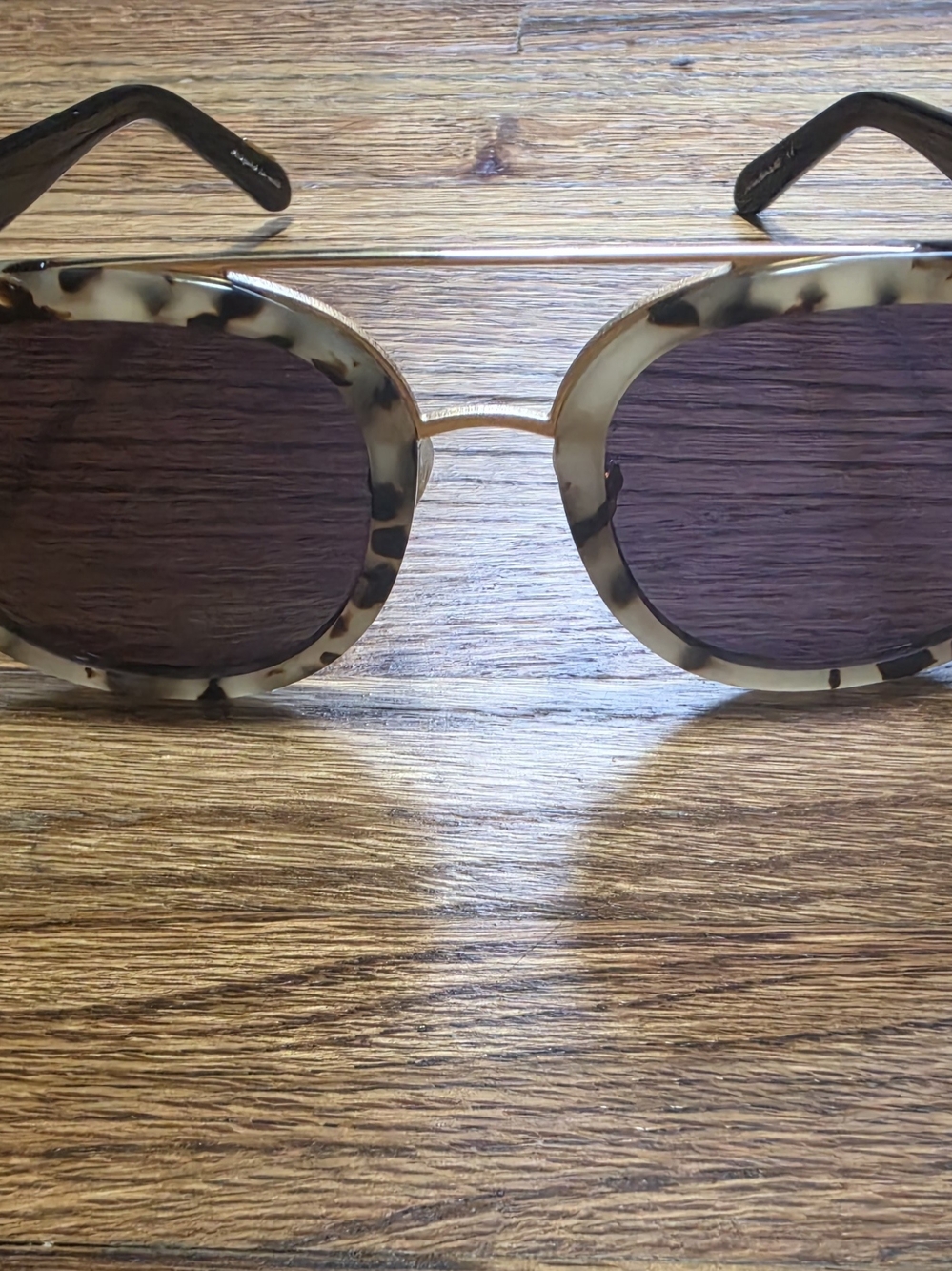 KREWE Tortoiseshell Round Sunglasses with Gold Bridge